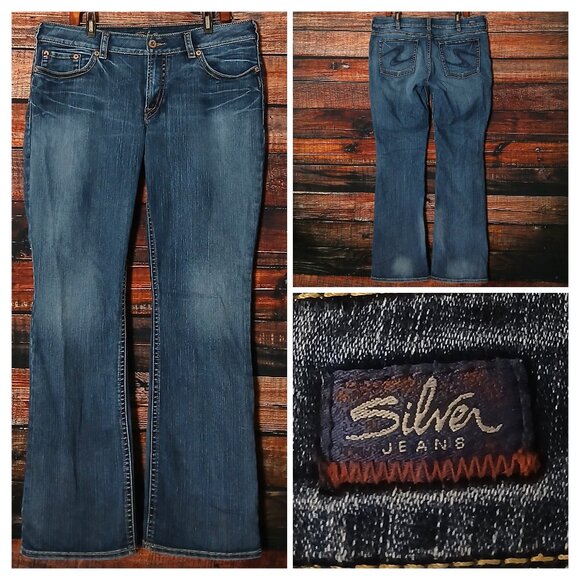 Silver Jeans Plus Size 18 Suki Boot Cut Mid Rise Blue Denim Stretch Vintage Y2K - Picture 1 of 10